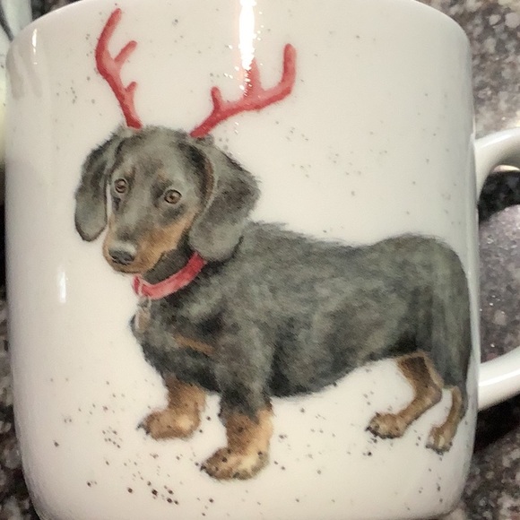 Royal Worcester Dachshund Through The  Snow Mugs-Set of 2 - Picture 8 of 9